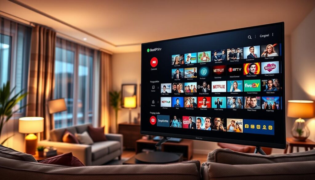 Firestick IPTV interface showing a clear program guide